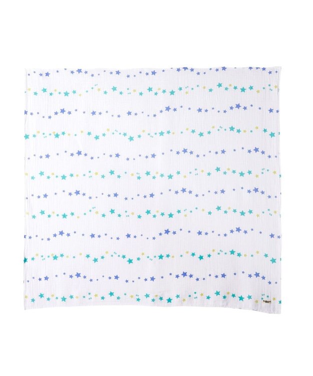 MIKI HOUSE HOT BISCUITS 二重織ガーゼのマルチケット ブルー