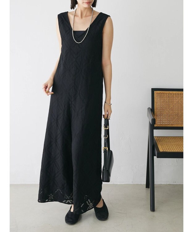 Green Parks クラシックレースロンパース Black