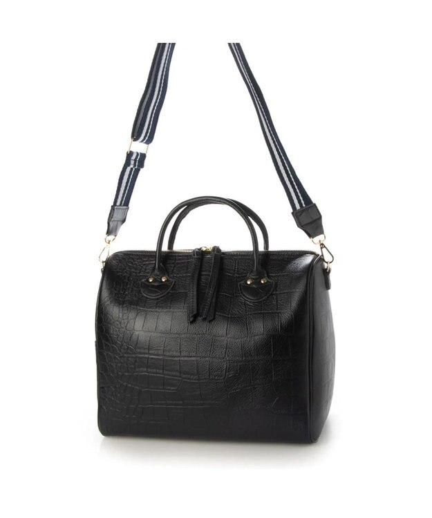 UNBILLION perche 牛革オイル2wayテープショルダー クロコブラック