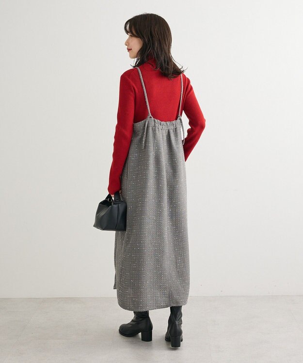 Green Parks フロントＺＩＰツイードキャミワンピース Gray