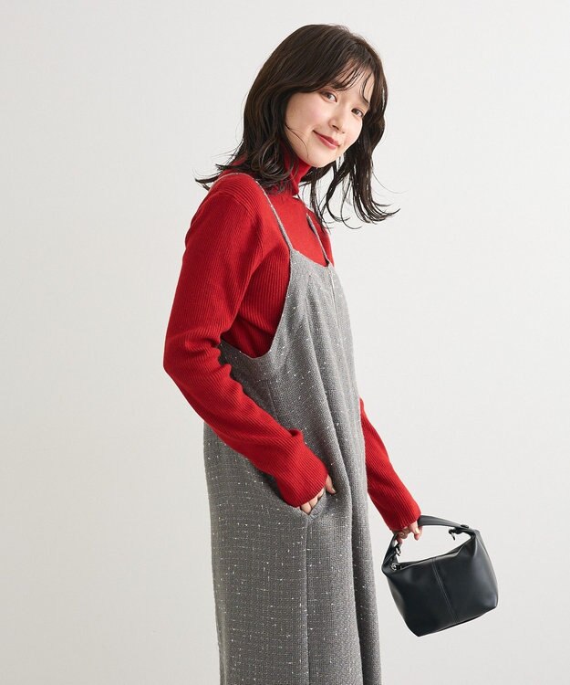 Green Parks フロントＺＩＰツイードキャミワンピース Gray