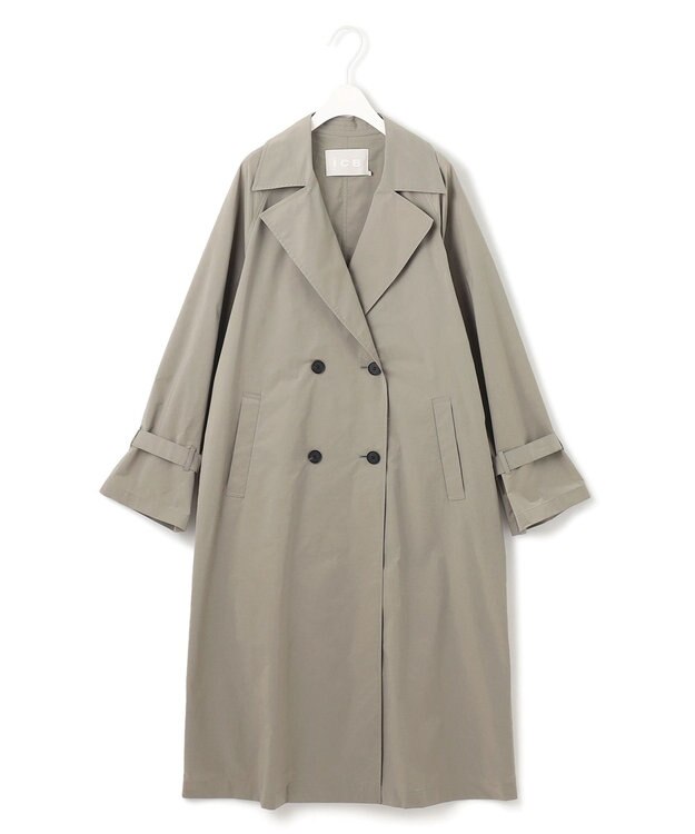 ICB L 【撥水加工】メモリーストレッチタフタ トレンチコート カーキ系