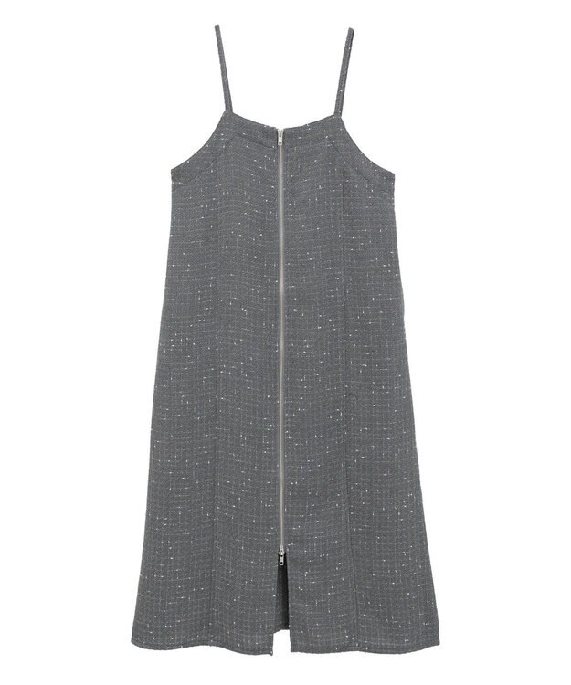 Green Parks フロントＺＩＰツイードキャミワンピース Gray
