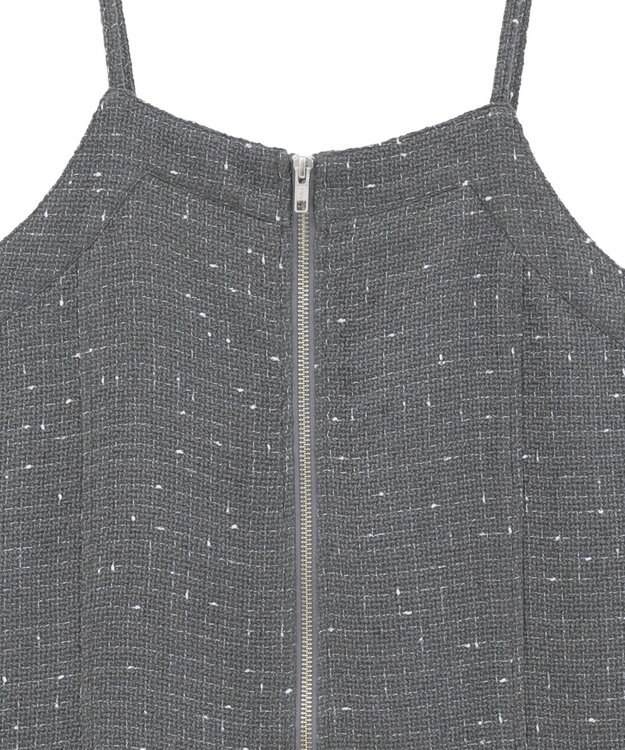 Green Parks フロントＺＩＰツイードキャミワンピース Gray