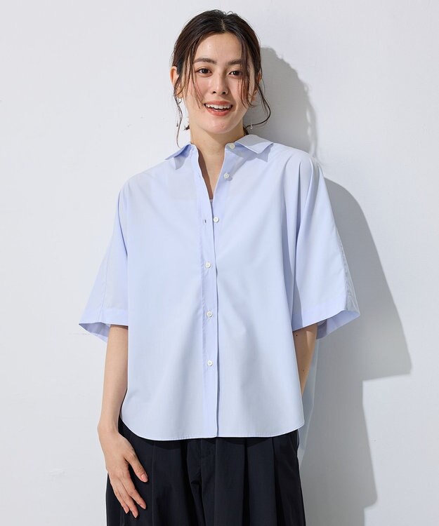 ANY 【接触冷感/UVカット/抗菌防臭/速乾】エニィファンクション半袖シャツブラウス ライトブルー
