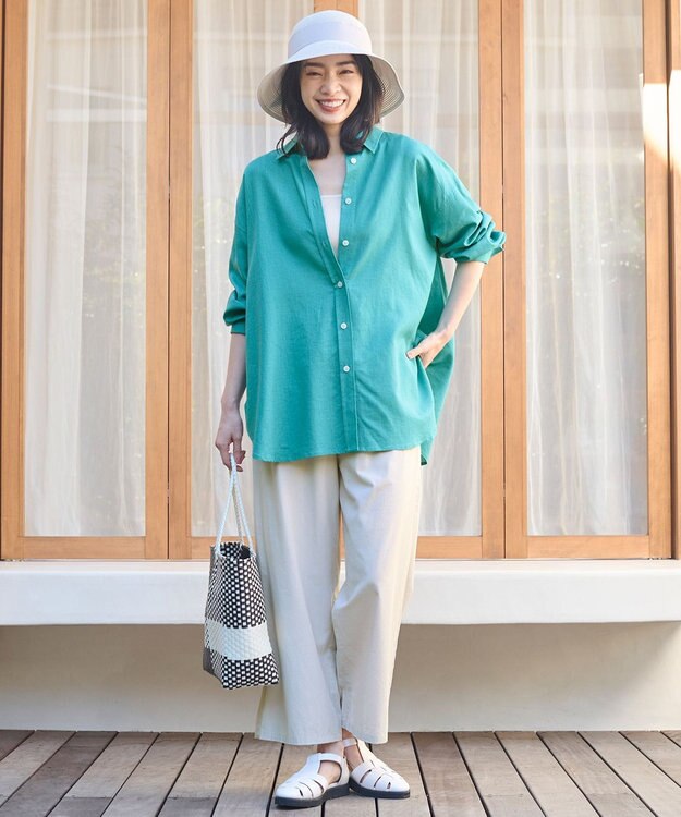 ANY 【ウエストゴム/UVケア/接触冷感】清涼リラックスワイドパンツ サンドベージュ