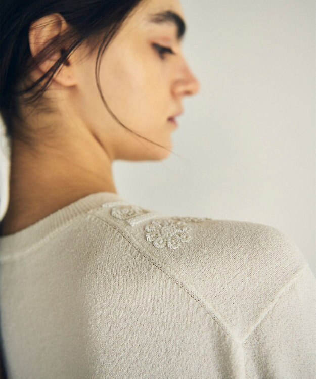 GRACE CONTINENTAL エスニック刺繍ニットワンピース ホワイト