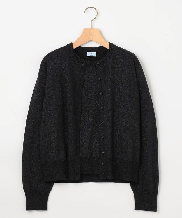 組曲 S 【WEB限定・2SET】5分袖ラメ入りアンサンブルニット ブラック系