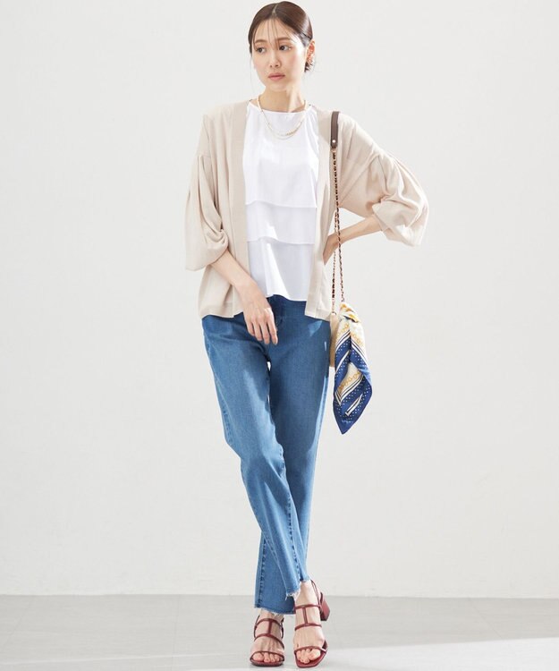 組曲 【WEB限定】コットンレーヨンシャーティングノースリーブ ブラウス アイボリー系