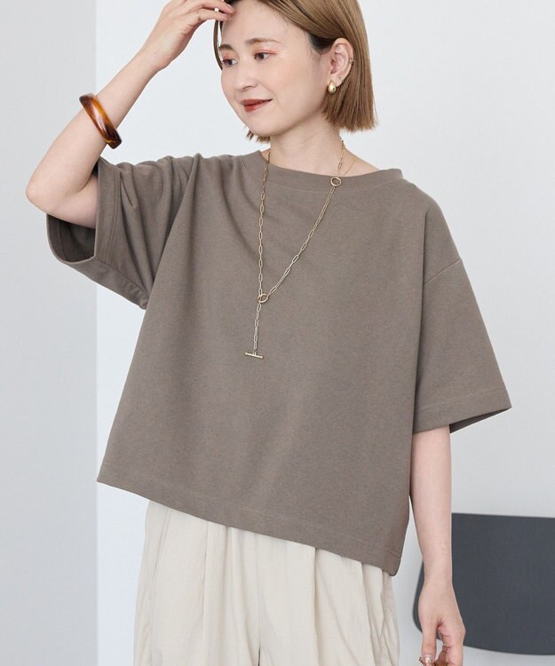 AMERICAN HOLIC 2WAYオフショルスウェット半袖プルオーバー Gray Beige