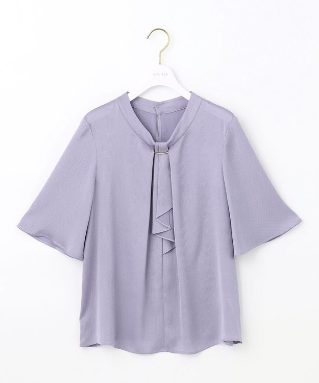 ANY SIS 【洗える】メタルパーツボウタイ ブラウス ライトブルー