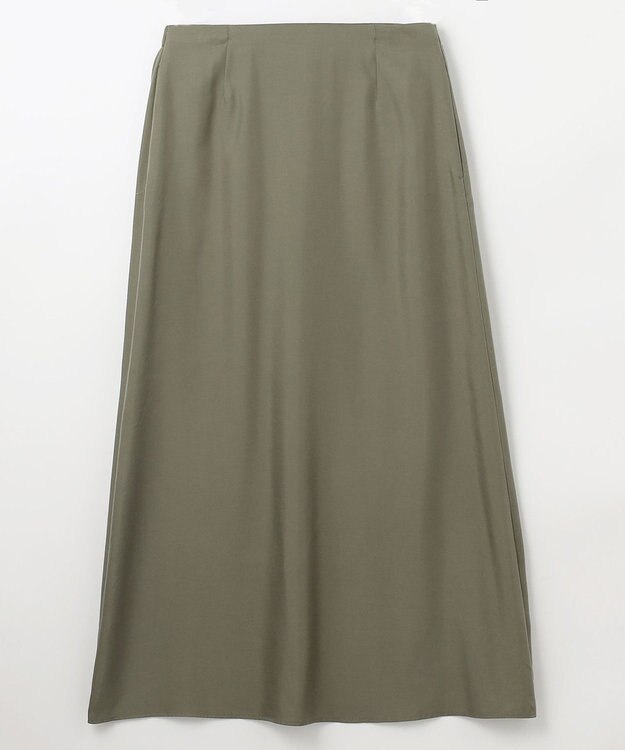 NAVE 【ReNAVE・セットアップ可/洗える/UVケア/接触冷感】フィブリルシャンブレー Aラインスカート カーキ系