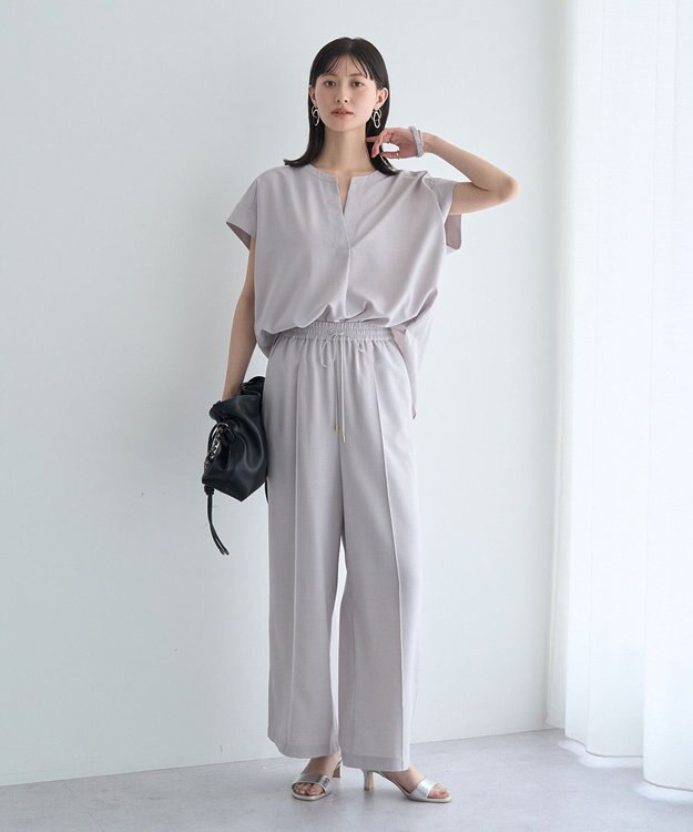 YECCA VECCA 【マシンウォッシャブル】サラサラスキッパーブラウス Light Gray
