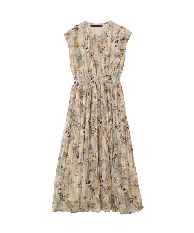 YECCA VECCA ぼかし柄プリーツワンピース Ivory