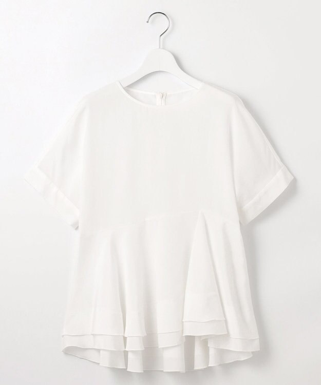 自由区 【洗える】ソフトリネンペプラム ブラウス オフ