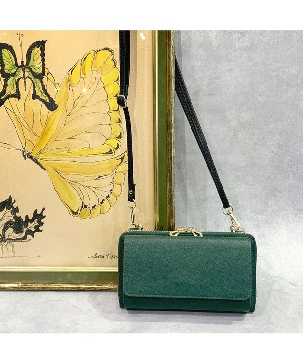 UNBILLION カシュカシュ cachecache / WEB限定カラーコンビウォレットショルダーバッグ グリーン