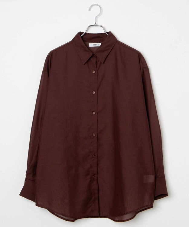 WEGO ボリュームスリーブシアーシャツ ブラウン