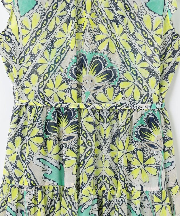 GRACE CONTINENTAL シフォンプリントティアードワンピース イエロー