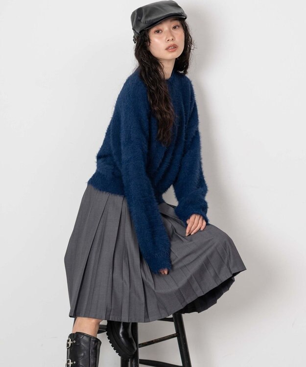 WEGO シャギーニットプルオーバー ネイビー