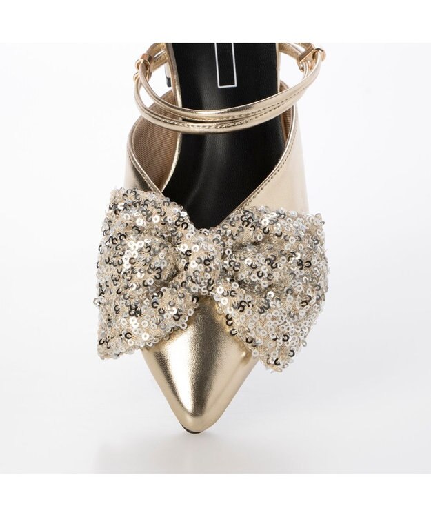 MODE ET JACOMO <noyau>2WAYリボンストラップミュールパンプス ゴールドコンビ