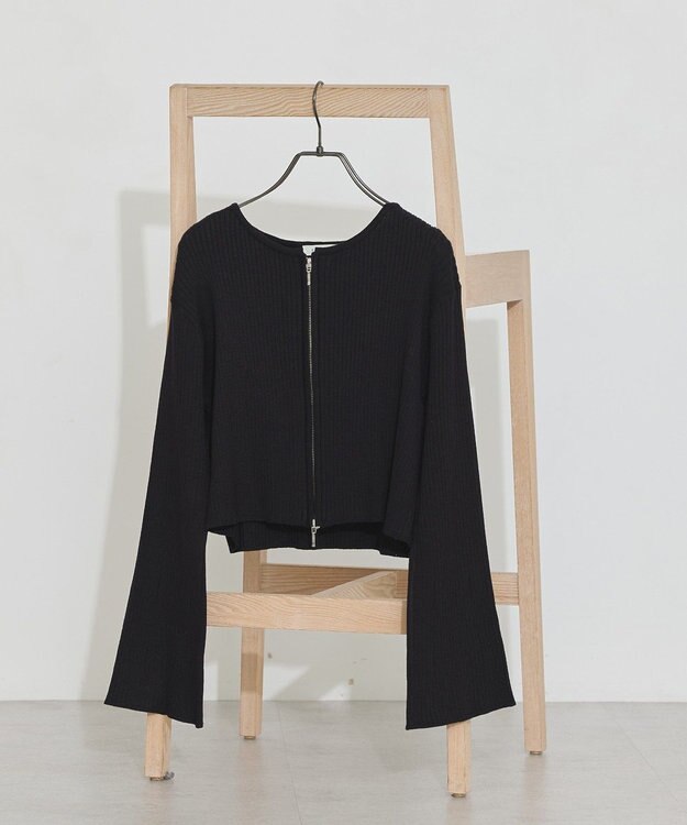 earth music&ecology ダブルジップニットカーディガン Black