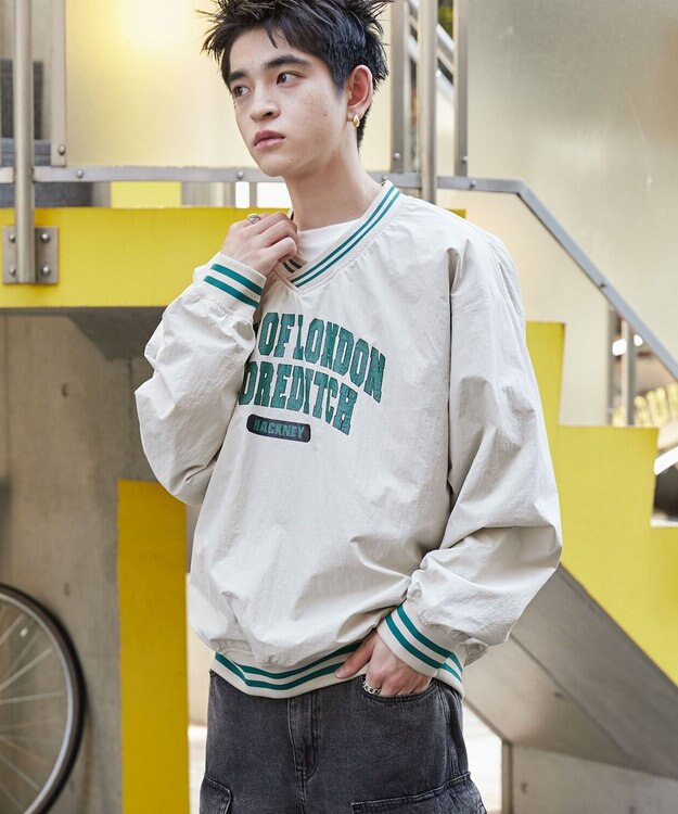 WEGO ナイロンカレッジプルオーバー ベージュ