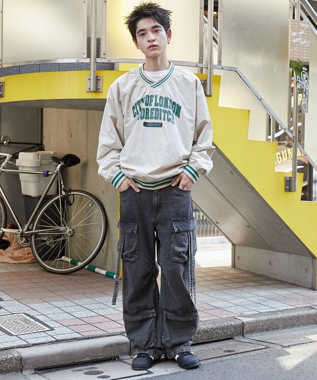 WEGO ナイロンカレッジプルオーバー ベージュ