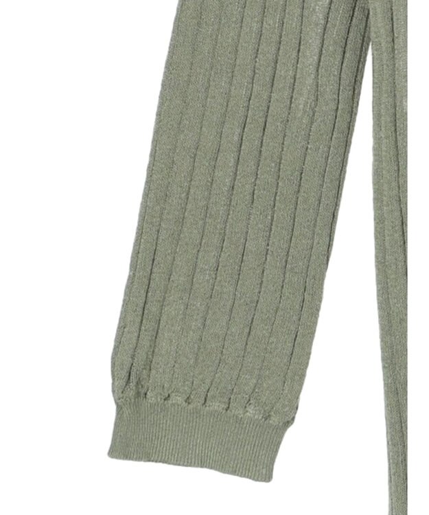 Green Parks 推しニット　リブ編みミドル丈カーディガン Khaki