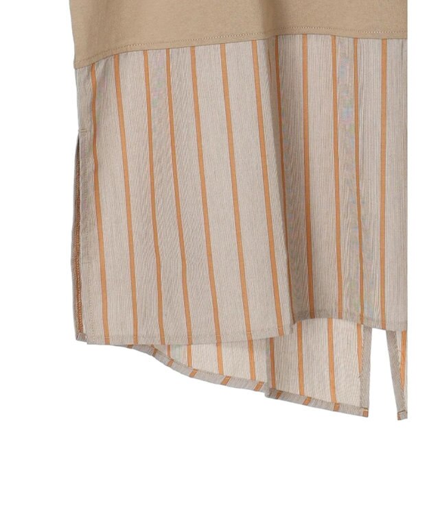 Green Parks ５分袖ドッキングバックスリットチュニック Beige