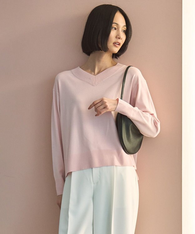 UNFILO マイビューティ Vネック ニット ピンク