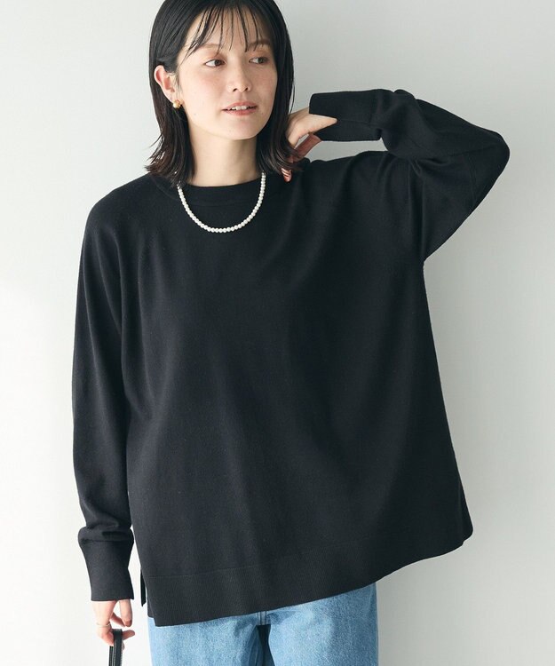 CRAFT STANDARD BOUTIQUE 洗える/とてもちラグランニットプルオーバー Black