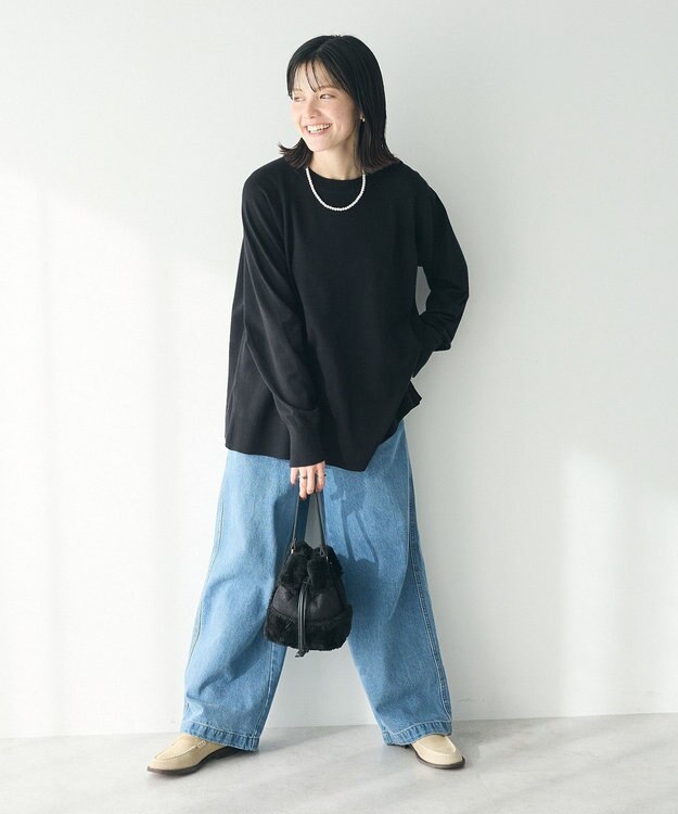 CRAFT STANDARD BOUTIQUE 洗える/とてもちラグランニットプルオーバー Black