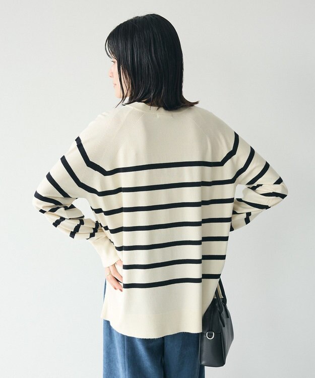 CRAFT STANDARD BOUTIQUE 洗える/とてもちラグランニットプルオーバー Border Ivory