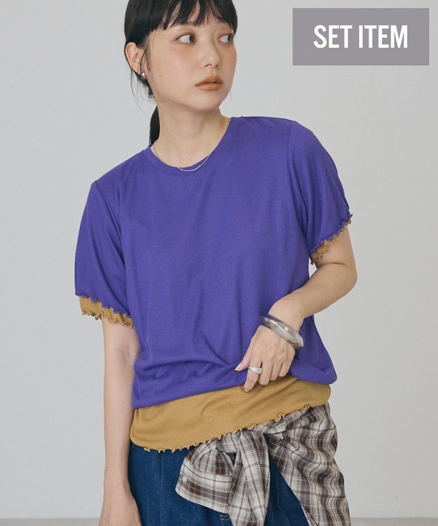 AMERICAN HOLIC 【2点セット】配色レイヤードメローTシャツ Purple