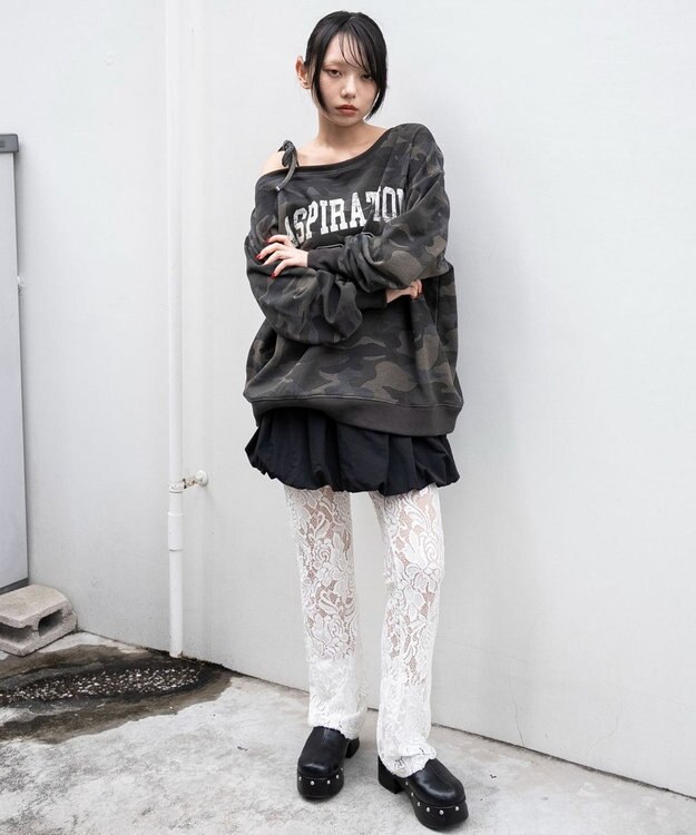 WEGO 【25年秋冬新作】2WAYグラフィックワンショルBIGスウェット 柄3