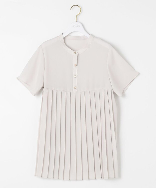 ANY SIS L 【洗える】ジョーゼットプリーツコンビ ブラウス アイスグレー