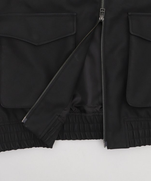 WEGO 【25年秋冬新作/ユニセックス着用ITEM/SMLサイズ展開】PUダブルZIPフライトブルゾン ブラック