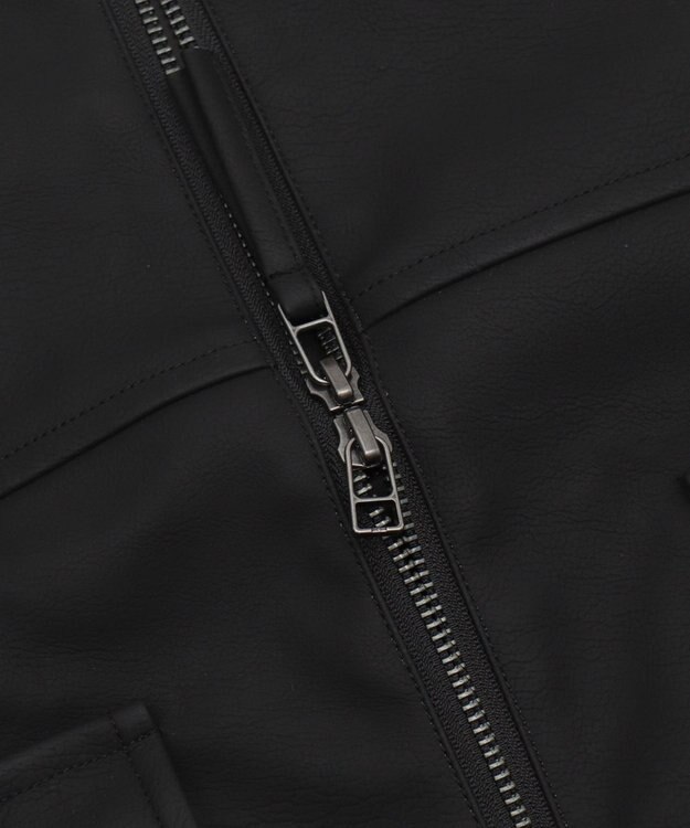 WEGO 【25年秋冬新作/ユニセックス着用ITEM/SMLサイズ展開】PUダブルZIPフライトブルゾン ブラック