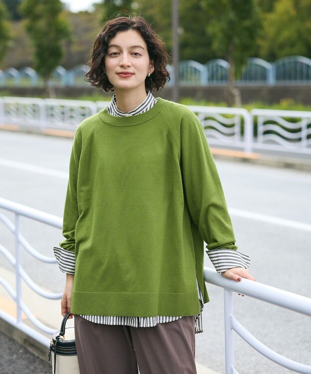 CRAFT STANDARD BOUTIQUE 洗える/とてもちラグランニットプルオーバー Green