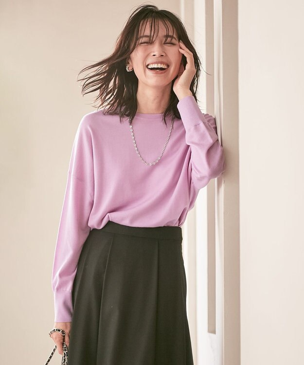 23区 【12色展開/新色追加】ウーステッドウール ビッグシルエット ニット [WEB限定]ライラック系