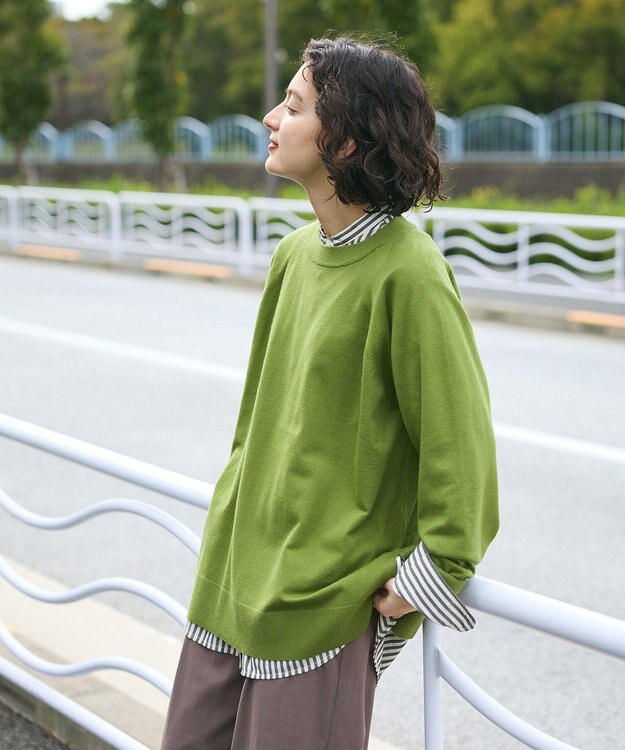 CRAFT STANDARD BOUTIQUE 洗える/とてもちラグランニットプルオーバー Green