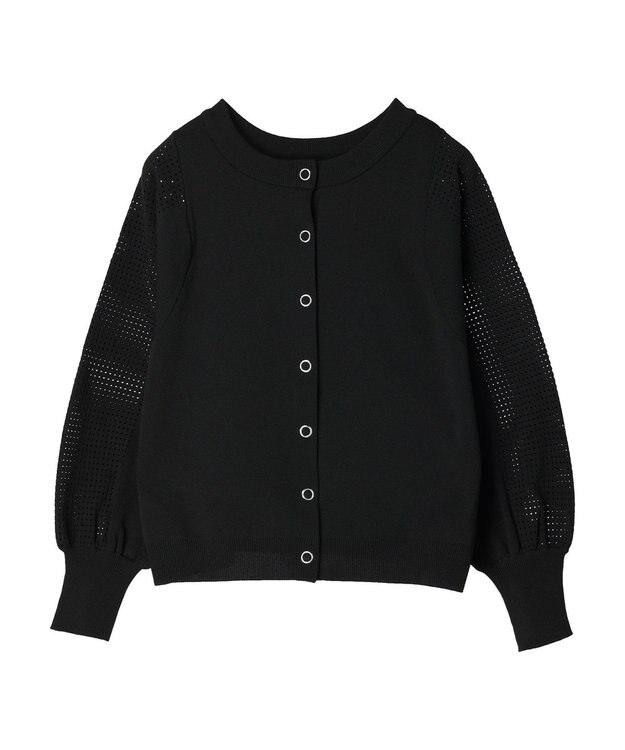 Green Parks ・ｆｕｒｒｙ　ｒａｔｅ２ｗａｙかる~いニットカーデ Black