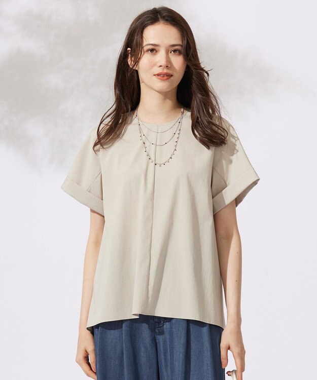 自由区 【カタログ掲載・セットアップ対応・接触冷感・UVケア・洗える】ファンクショナルクロス ブラウス サンド