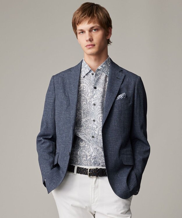 JOSEPH ABBOUD 清涼感【弱撥水/イージーケア/軽量/ストレッチ】クールピケ ジャケット ダルブルー系