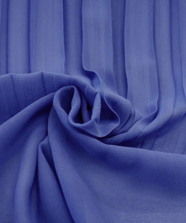 Tiaclasse L 【洗える/ウエストゴム】 ジョーゼットプリーツスカート ブルー