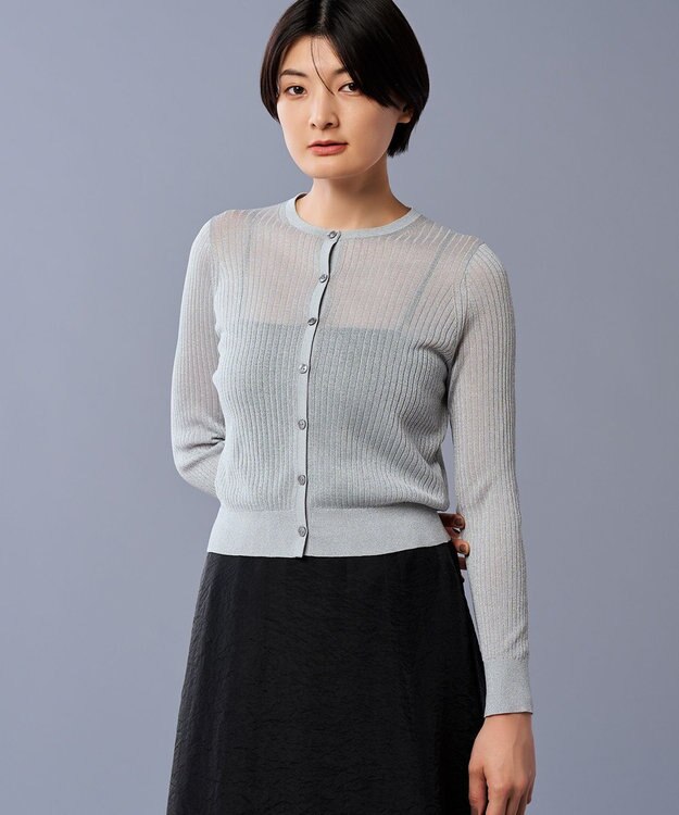 uncrave 【手洗い可】ラメ シアー ニット カーディガン（uncrave STANDARD） シルバー