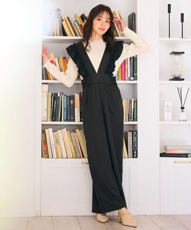 Feroux 【大好評につき追加生産決定！】フリルショルダードット サロペット ブラック系1