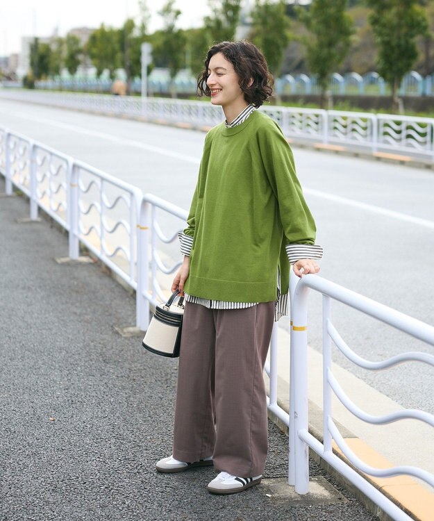 CRAFT STANDARD BOUTIQUE 洗える/とてもちラグランニットプルオーバー Green