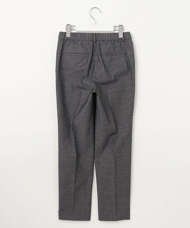 23区 【セットアップ対応/洗える】コットンリネン オックスストレッチ テーパード パンツ ブラックシャンブレー