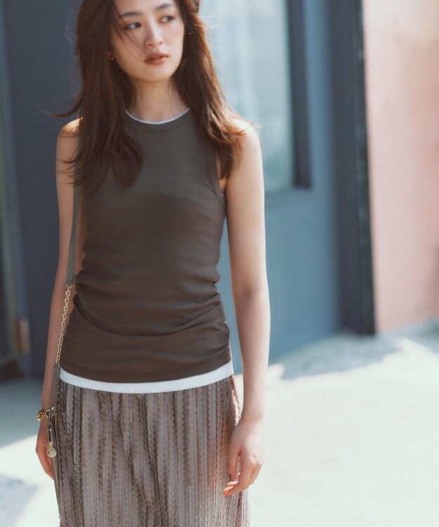 NAVE 【Nave・洗える】ガーゼフライス タンクトップ カーキ系